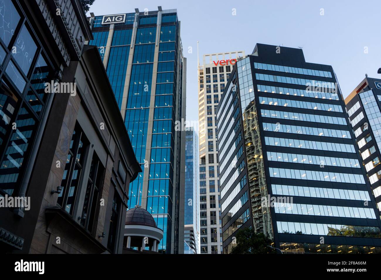 Auckland, New Zealand. Office buildings at dusk Stock Photo Alamy