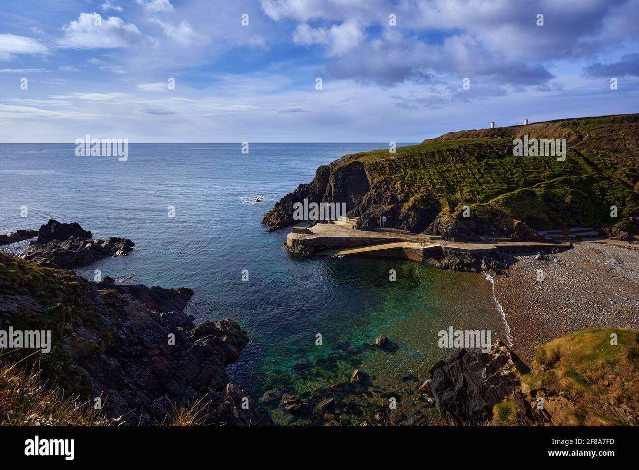 view of the Irish cliffs. beach in tramore ireland, Newtown Cove Stock