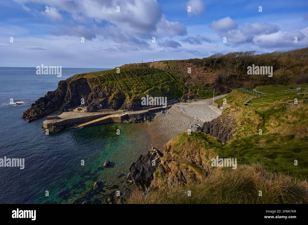 view of the Irish cliffs. beach in tramore ireland, Newtown Cove Stock