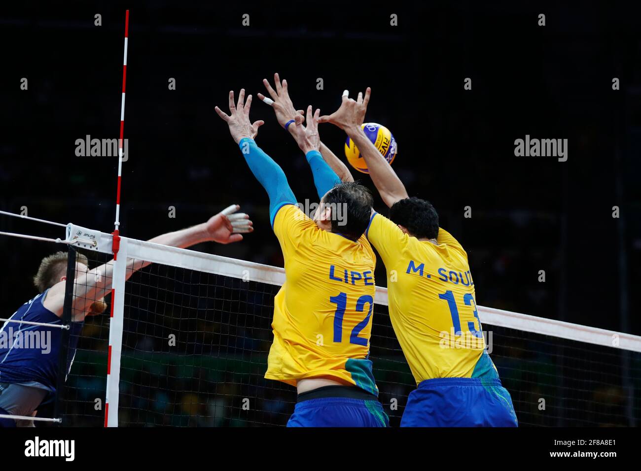 Brazilian mens national volleyball team wins gold medal final match vs