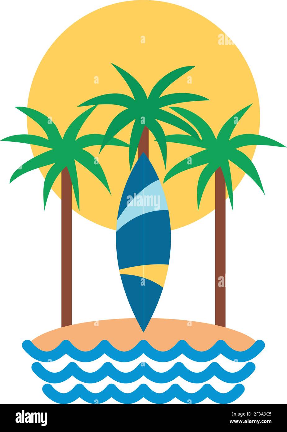 surfboard on the beach illustration Stock Vector Image & Art - Alamy