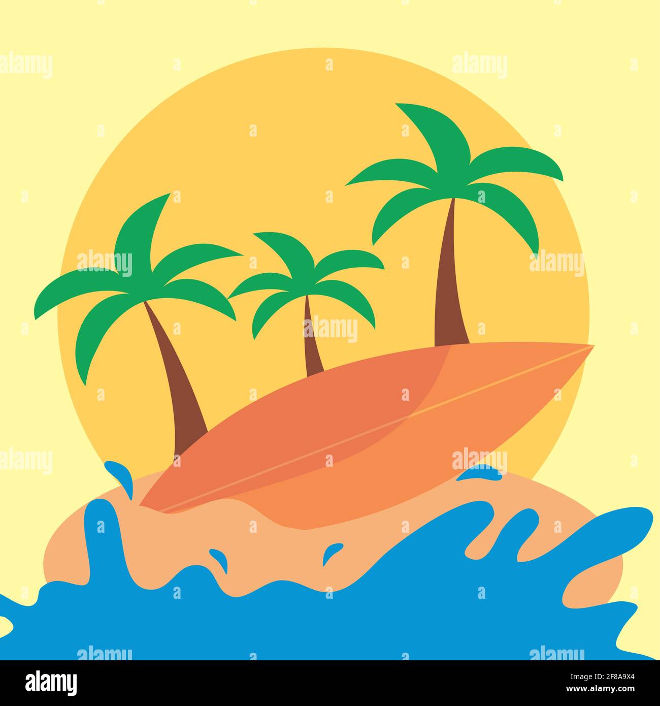surfboard on the beach illustration Stock Vector Image & Art - Alamy