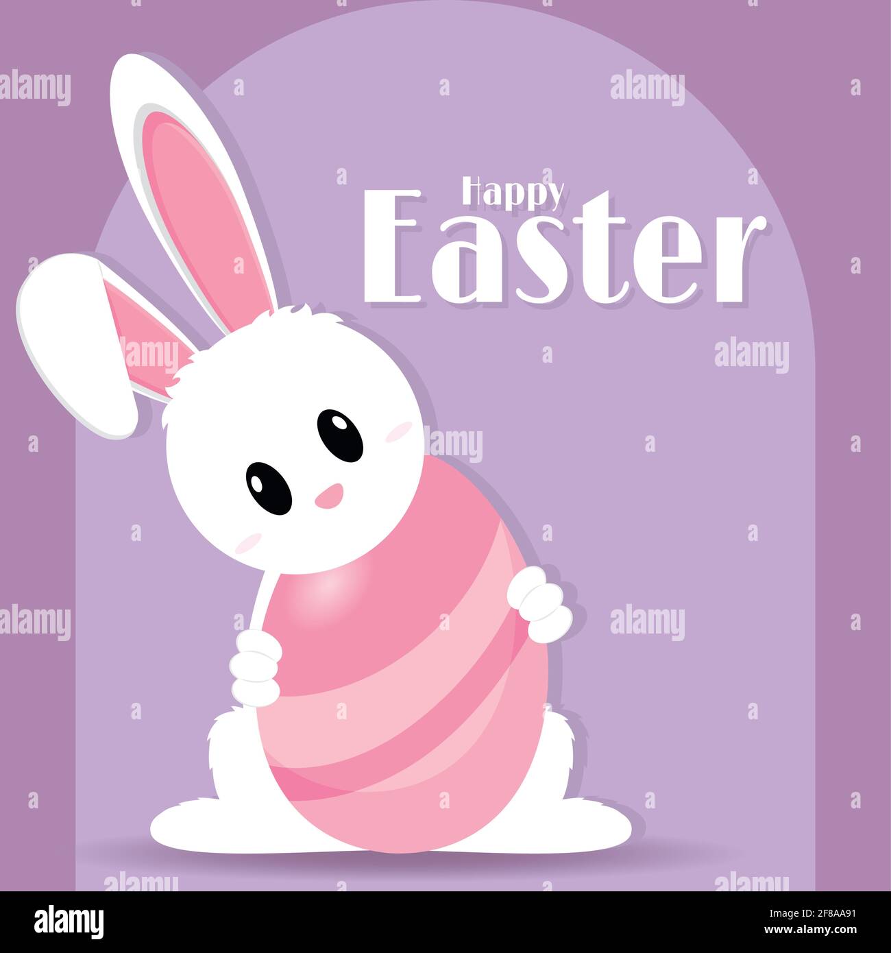 Cute bunny with an easter egg. Happy easter poster - Vector ...