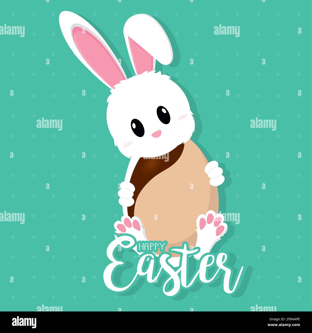 Cute bunny with an easter egg. Happy easter poster - Vector ...