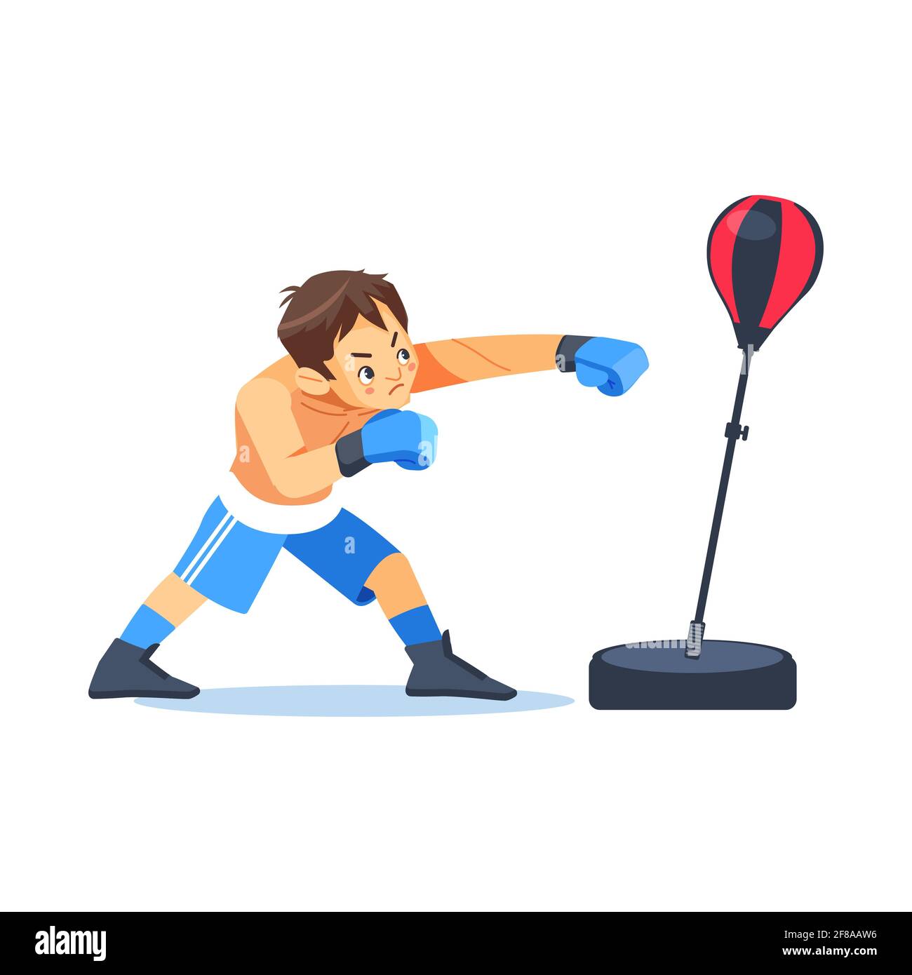 Boxer teen with Free Standing Punching Bag Adjustable Height for Teenagers.  Fitness, sport, exercise, willpower and the concept of lifestyle. Cartoon  Stock Vector Image & Art - Alamy