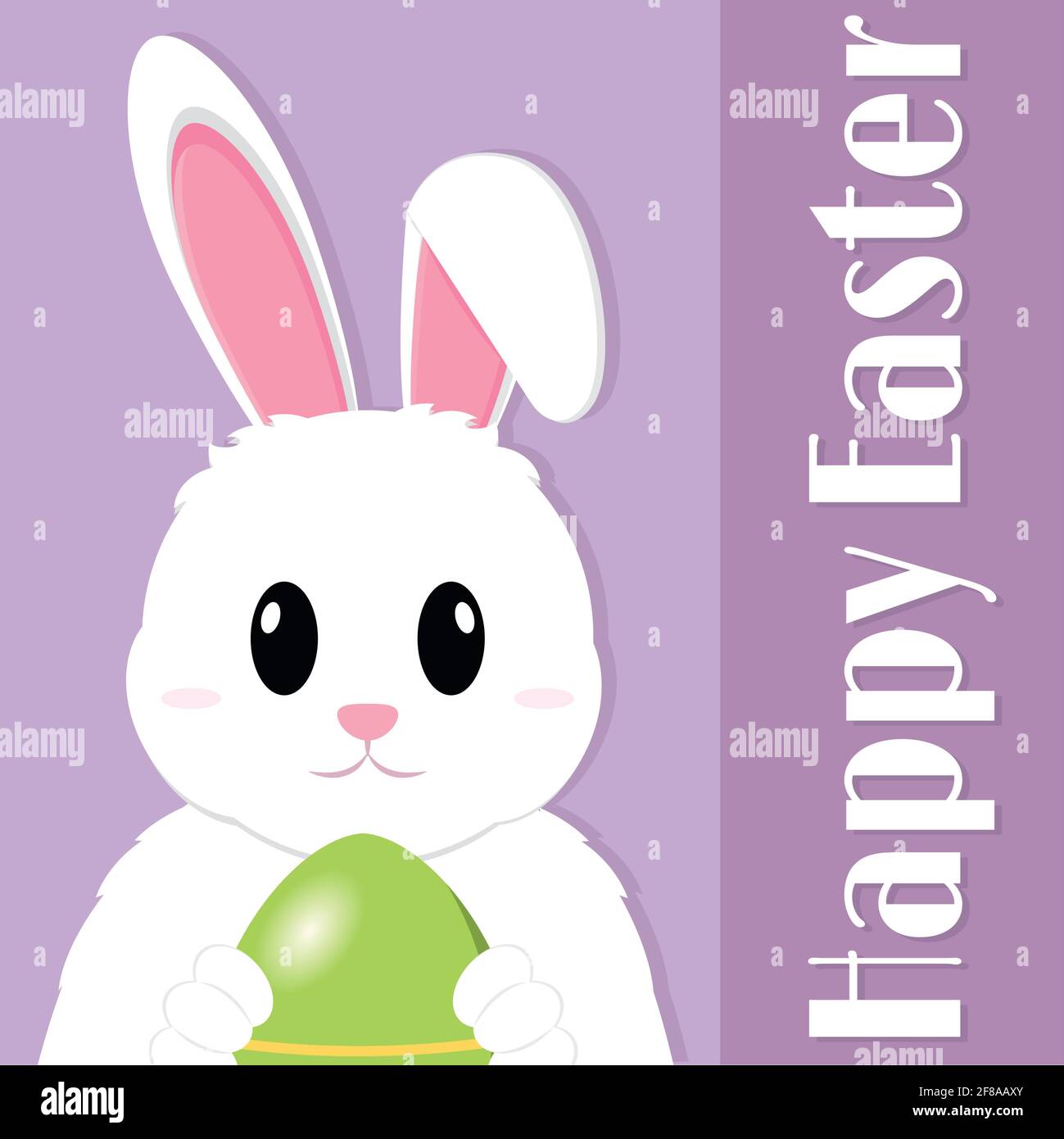 Cute bunny with an easter egg. Happy easter poster - Vector ...