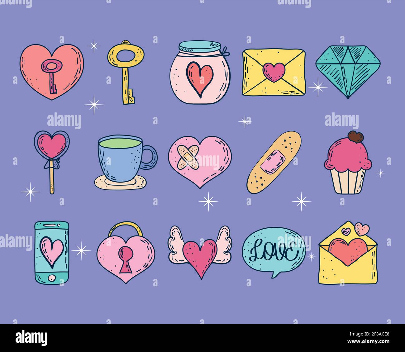 love doodles icon set design Stock Vector Image & Art - Alamy