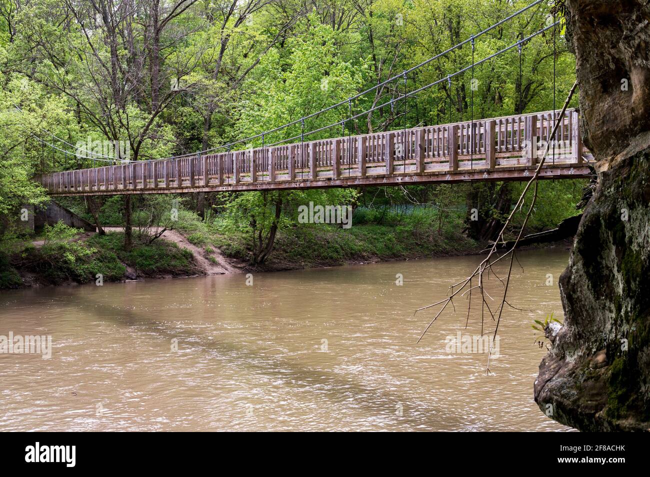 This swaying suspension bridge spans sugar creek in Turkey Run state