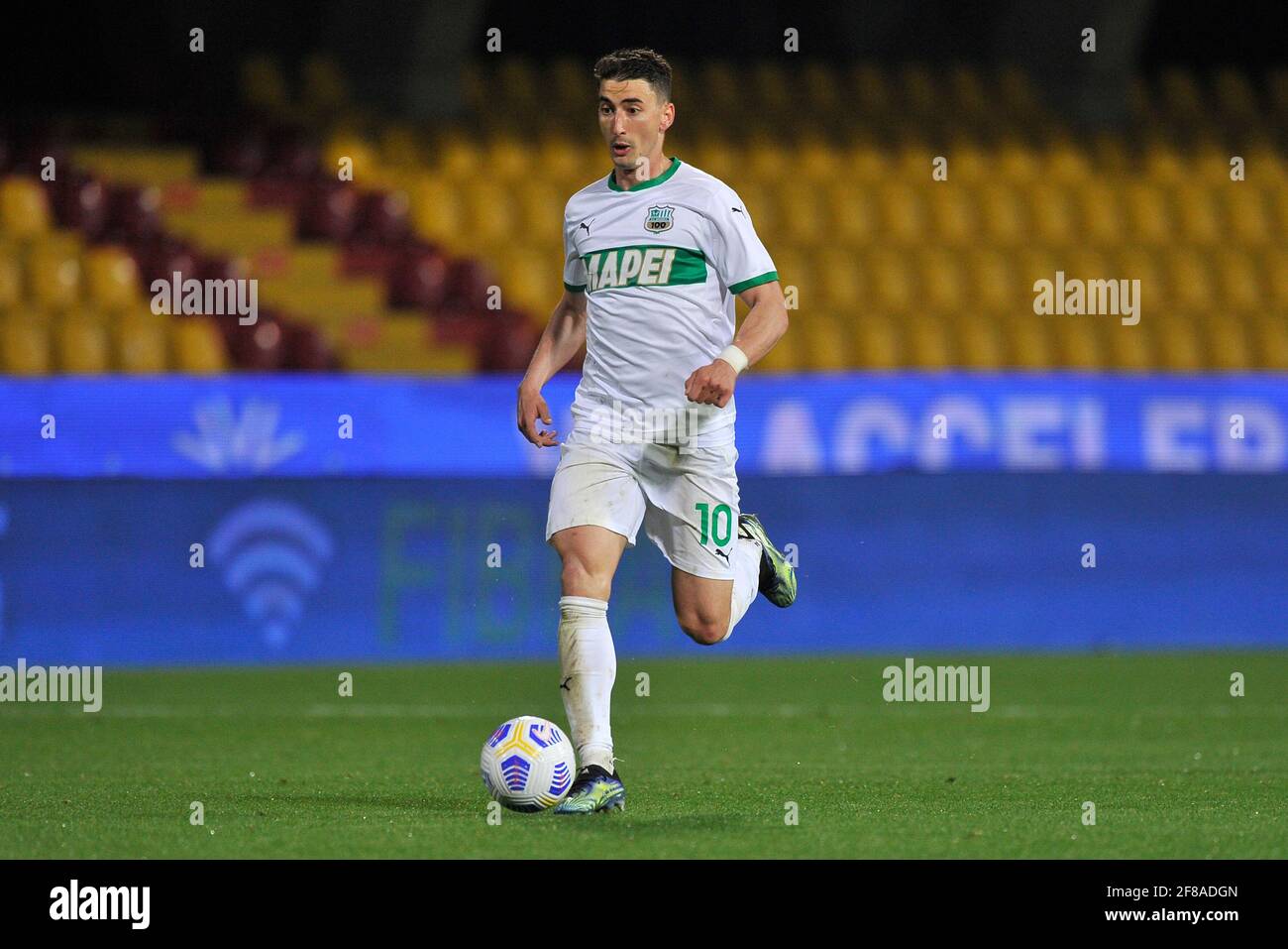 Benevento, Italy. 12th Apr, 2021. Filip Djuricic player of Sassuolo, during the match of the Italian football league Serie A between Benevento vs Sassuolo final result 0-1, match played at the Ciro Vigorito stadium in Benevento. Italy, April 12, 2021. (Photo by Vincenzo Izzo/Sipa USA) Credit: Sipa USA/Alamy Live News Stock Photo