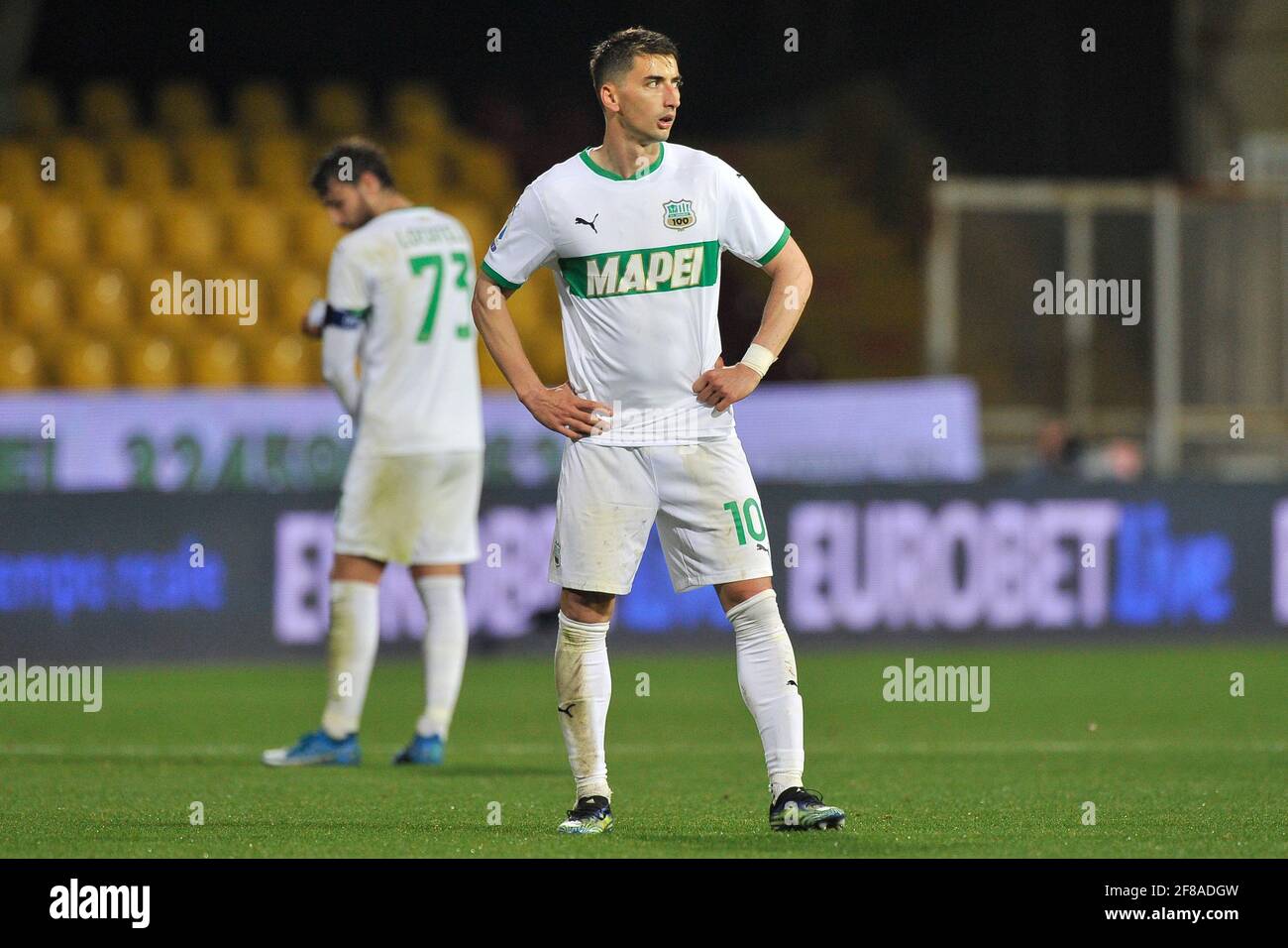 Benevento, Italy. 12th Apr, 2021. Filip Djuricic player of Sassuolo, during the match of the Italian football league Serie A between Benevento vs Sassuolo final result 0-1, match played at the Ciro Vigorito stadium in Benevento. Italy, April 12, 2021. (Photo by Vincenzo Izzo/Sipa USA) Credit: Sipa USA/Alamy Live News Stock Photo
