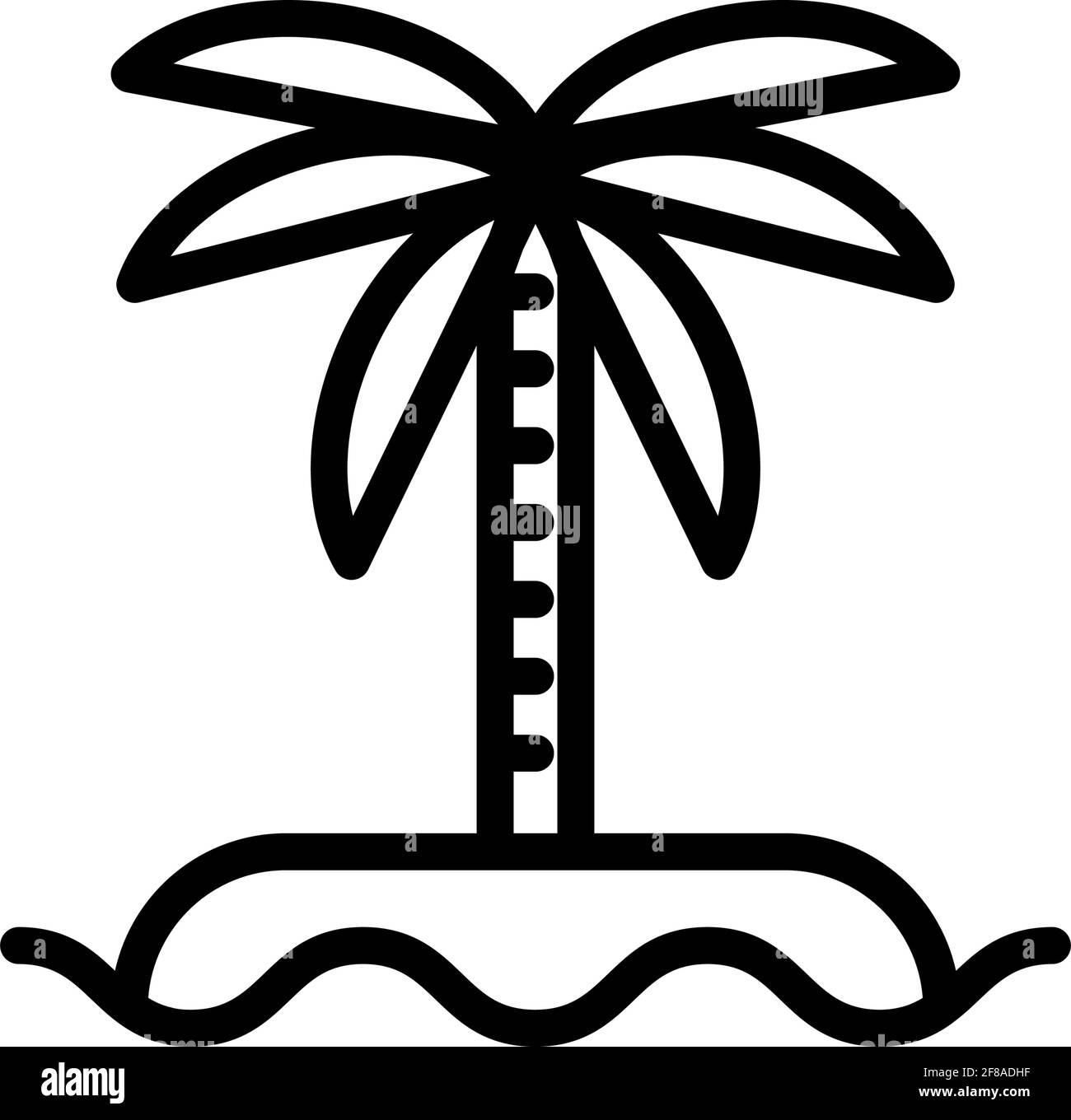 simple palm tree icon vector, summer beach palm islands outline logo ...
