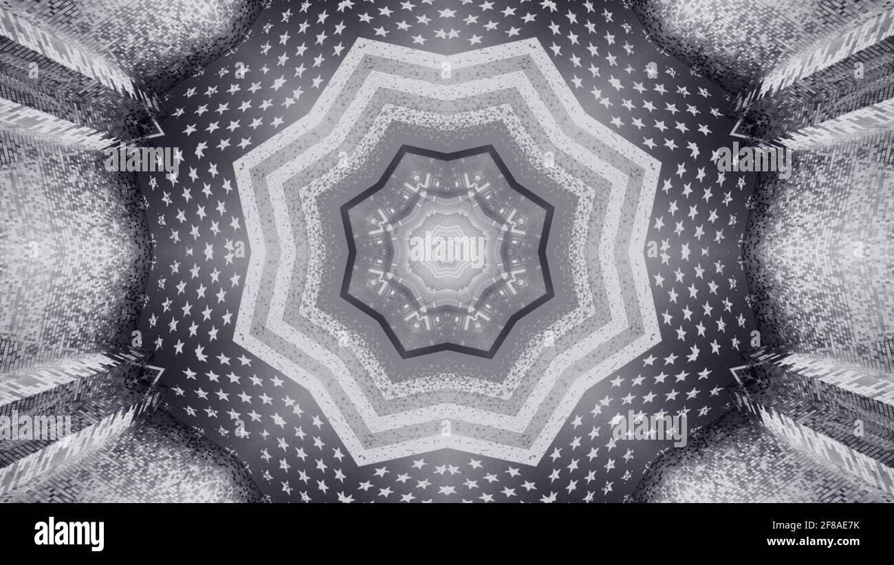 3D rendering of a futuristic background with black and white geometric ...