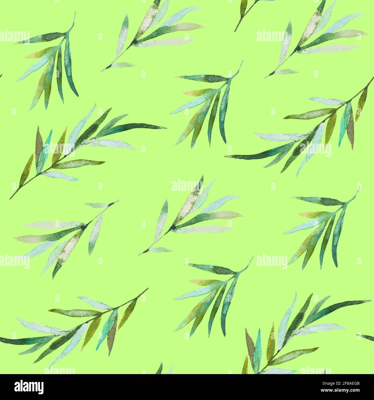 Seamless pattern with olive branches and olives. Watercolor hand ...
