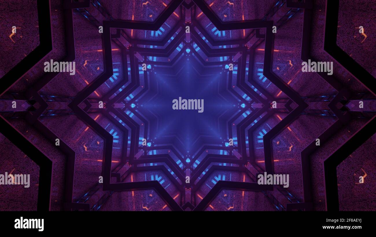 3D rendering of a futuristic background with geometric shapes and led ...