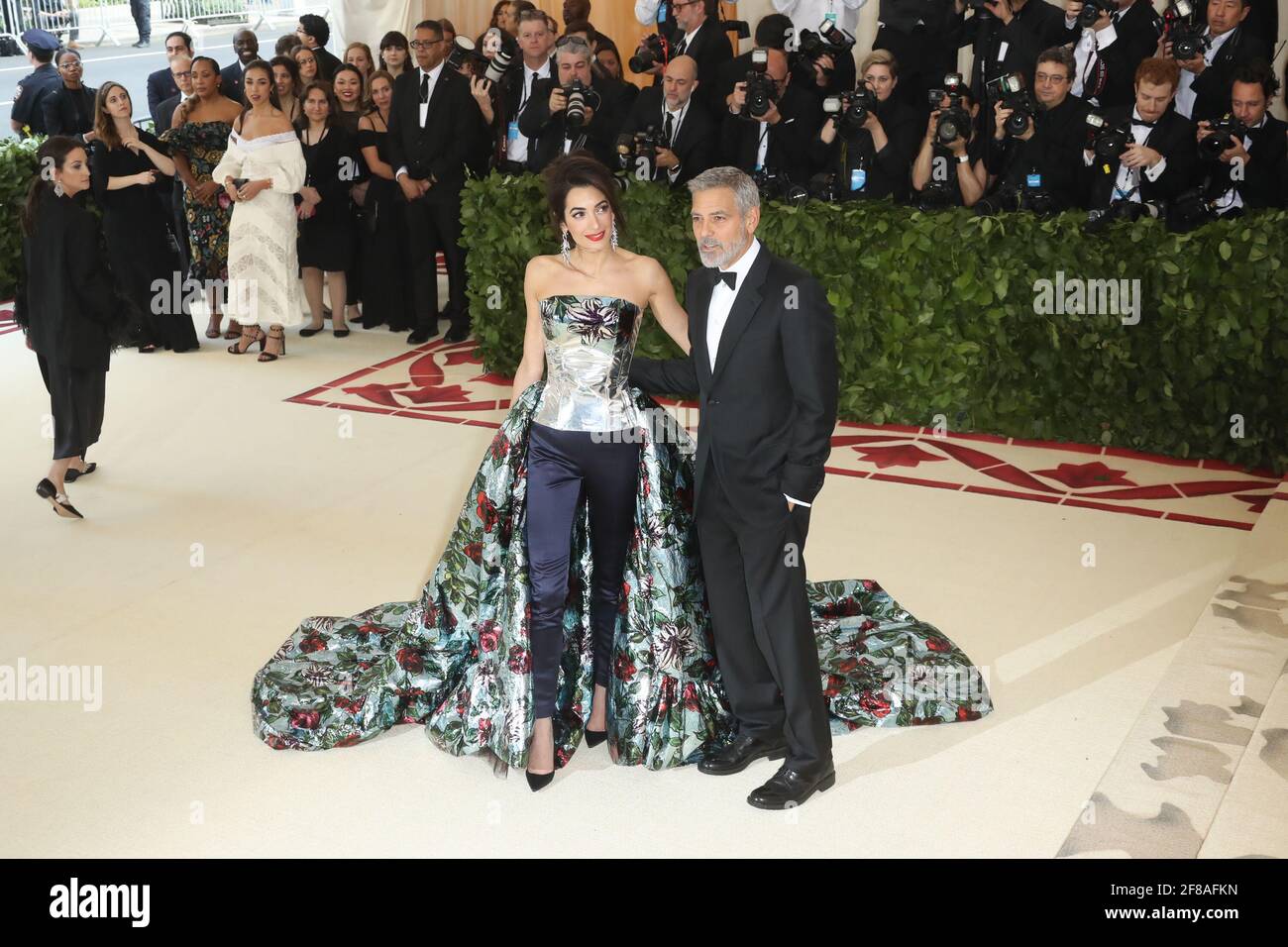 Amal Clooney, George Clooney arrives to the 2018 Met Costume Gala Heavenly Bodies, held at the Metropolitan Museum of Art in New York City, Monday, May 7, 2018. Photo by Jennifer Graylock-Graylock.com 917-519-7666 Stock Photo