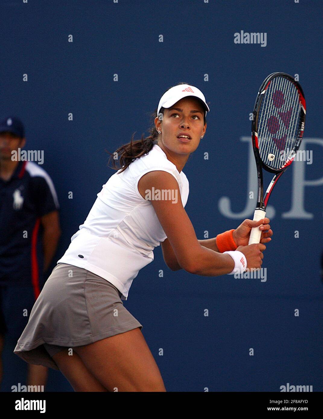 Ana Ivanovic of Serbia during her second round loss to Julie Coin at 2008 US Open Stock Photo