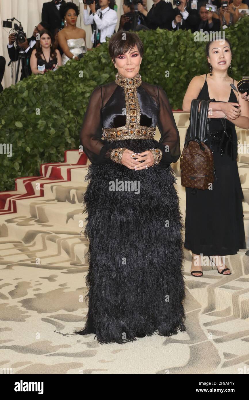 Kris Jenner arrives to the 2018 Met Costume Gala Heavenly Bodies, held at the Metropolitan Museum of Art in New York City, Monday, May 7, 2018. Photo by Jennifer Graylock-Graylock.com 917-519-7666 Stock Photo