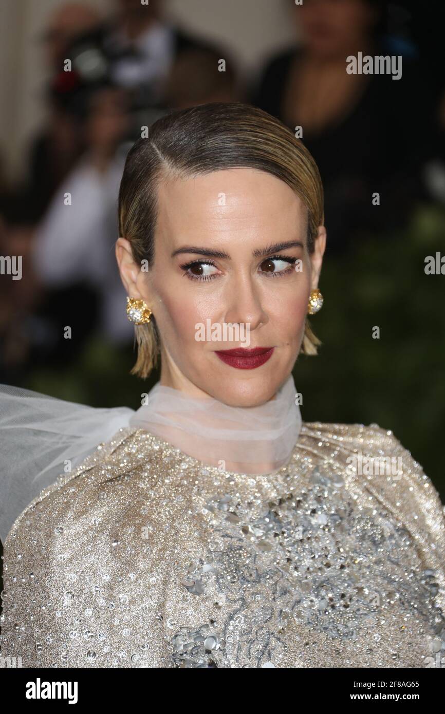Sarah Paulson arrives to the 2018 Met Costume Gala Heavenly Bodies, held at the Metropolitan Museum of Art in New York City, Monday, May 7, 2018. Photo by Jennifer Graylock-Graylock.com 917-519-7666 Stock Photo