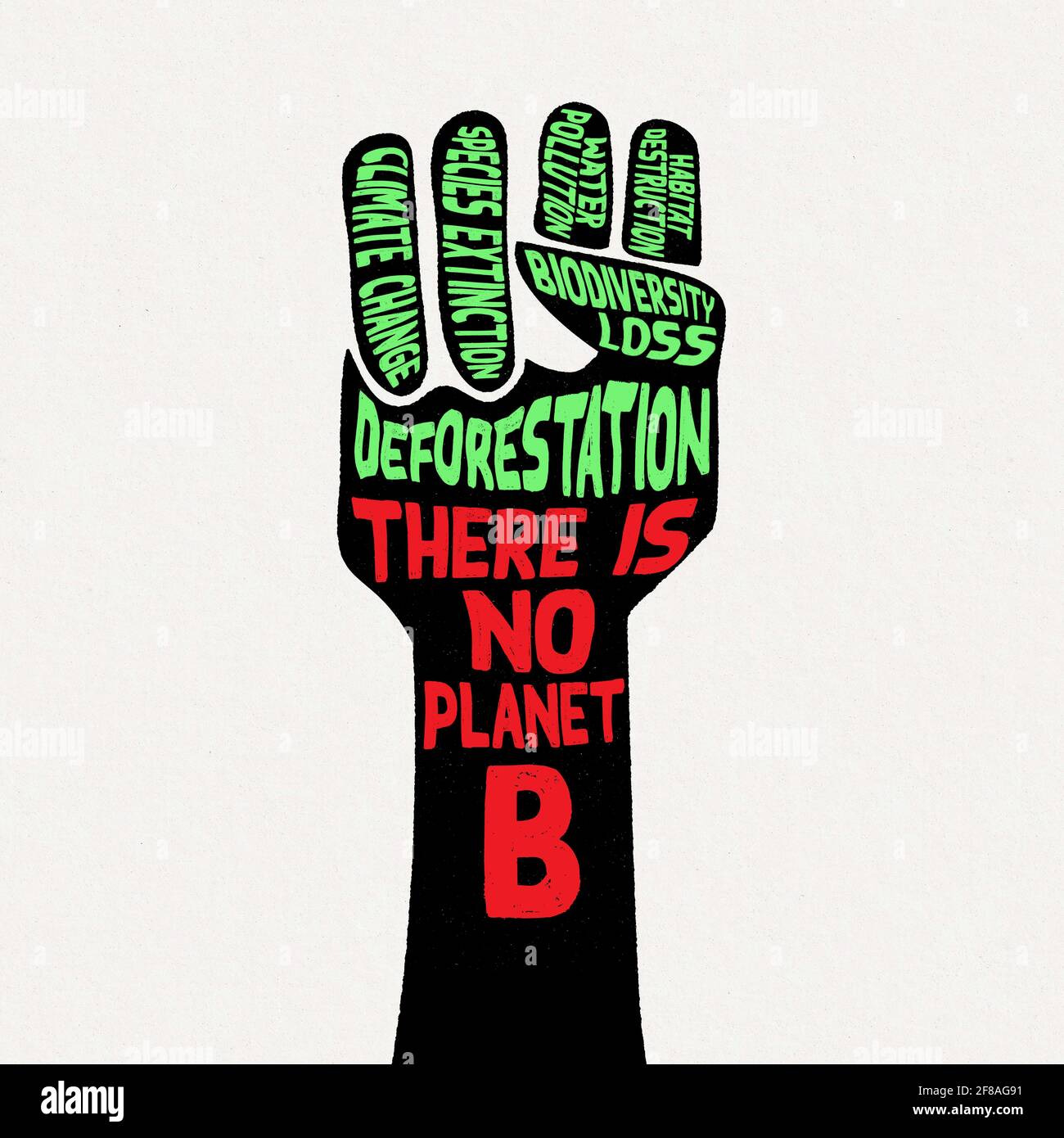 There is no B, environmental activism, raised hand with climate