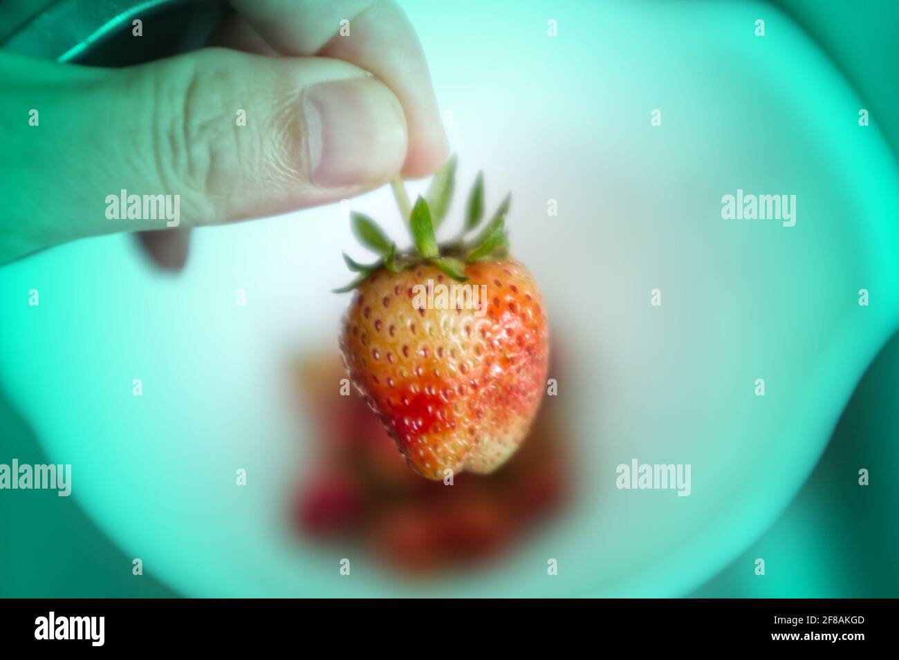 Hand holding strawberry Stock Photo - Alamy