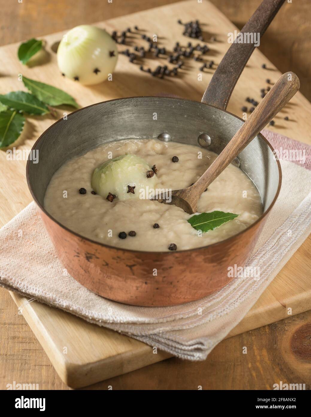 Bread sauce.Traditional accompaniment to chicken, turkey and game birds. Stock Photo