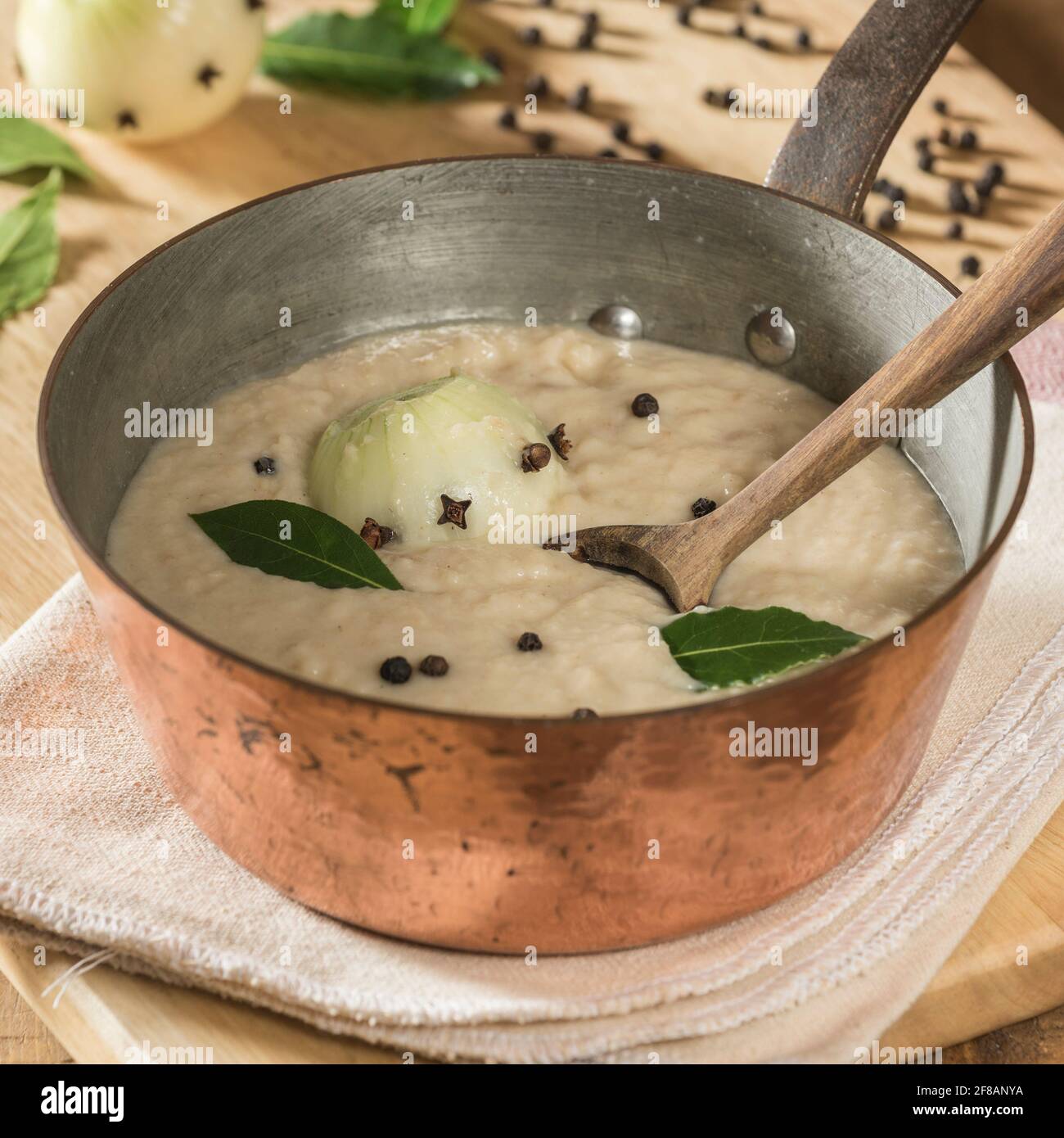 Bread sauce.Traditional accompaniment to chicken, turkey and game birds. Stock Photo
