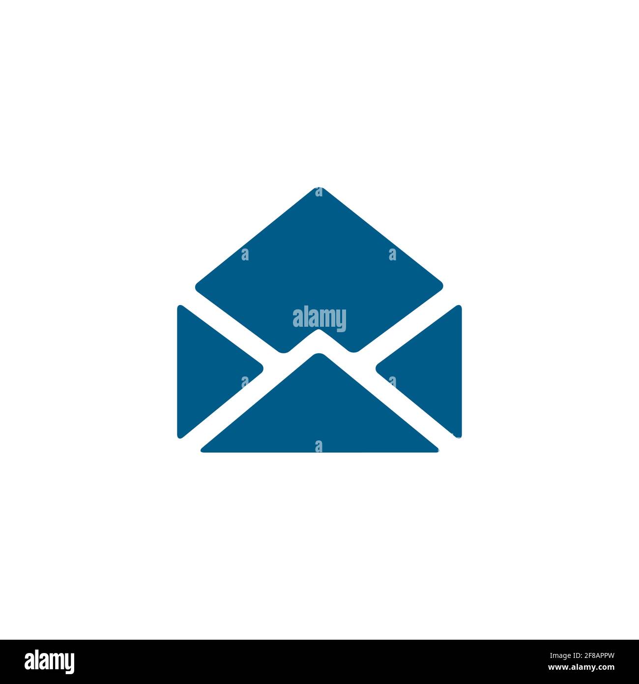 Open E-mail Blue Icon On White Background. Blue Flat Style Vector Illustration. Stock Vector