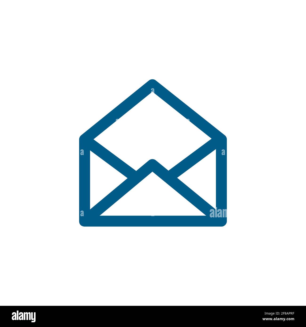 Open E-mail Line Blue Icon On White Background. Blue Flat Style Vector Illustration. Stock Vector