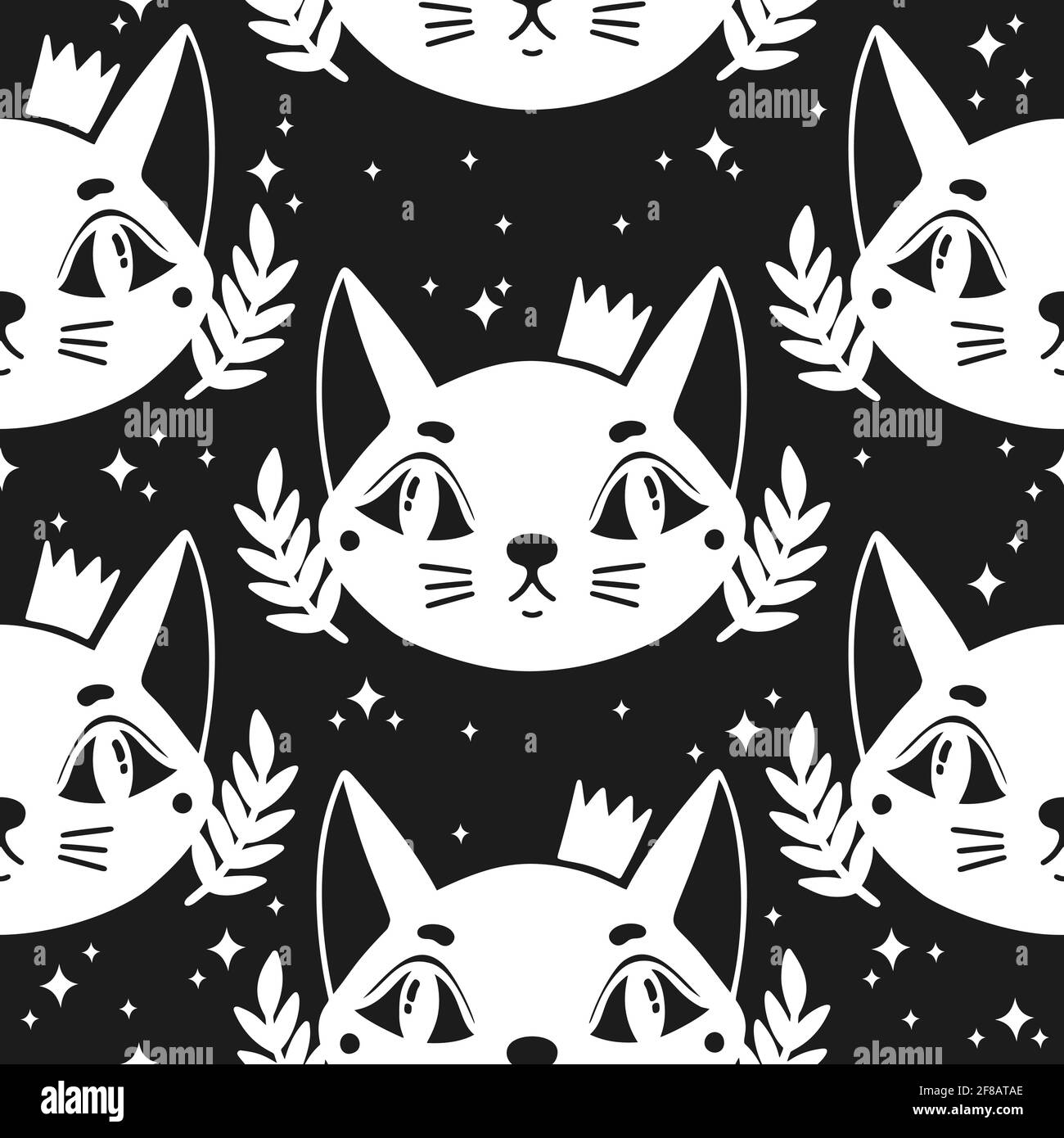 Seamless pattern cat happy background.Cute animal kitten Stock Vector ...
