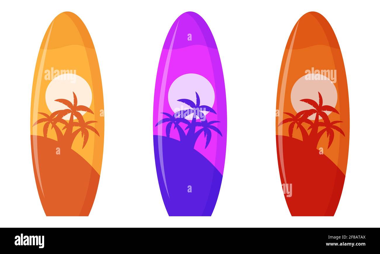 Set of surfboard with palm tree design. Vector Stock Vector Image & Art -  Alamy