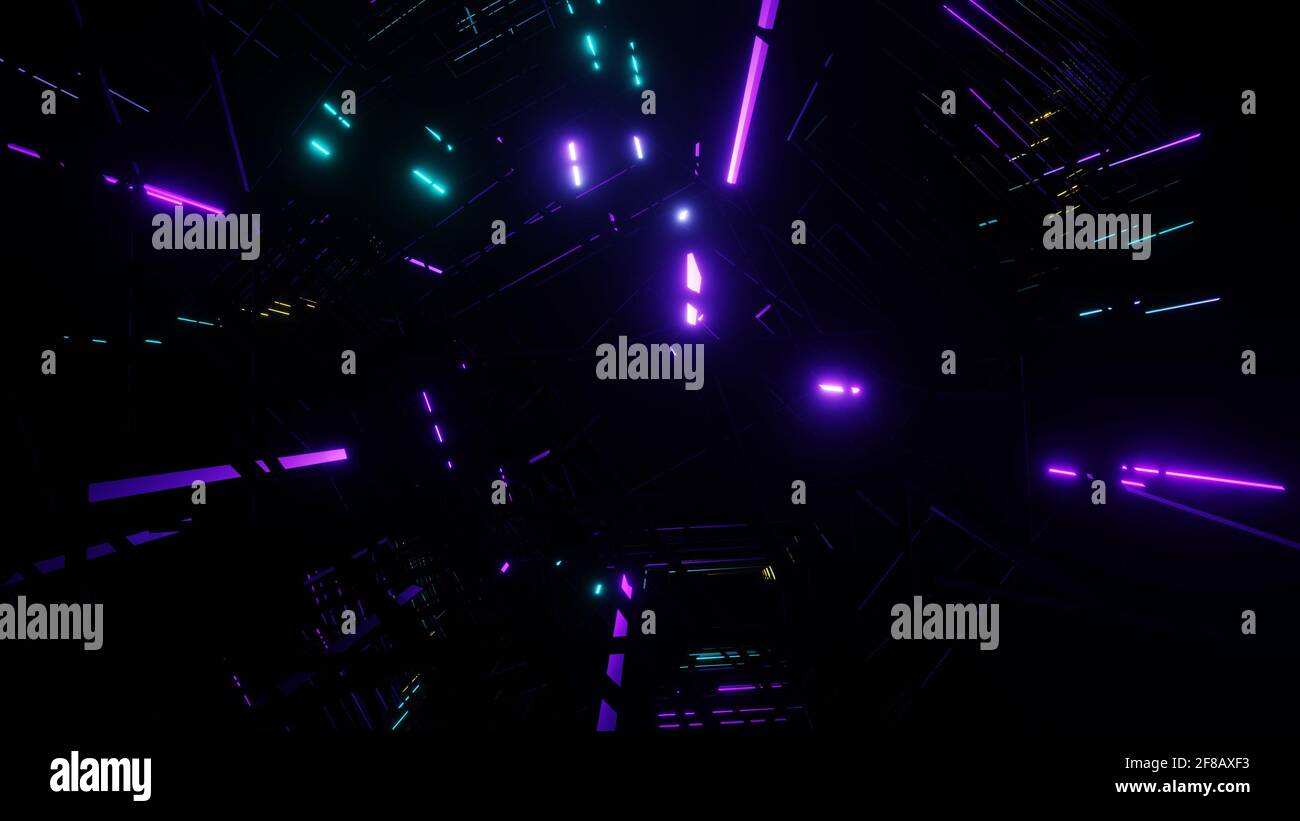 Abstract futuristic sci-fi neon and digital light background Stock Photo