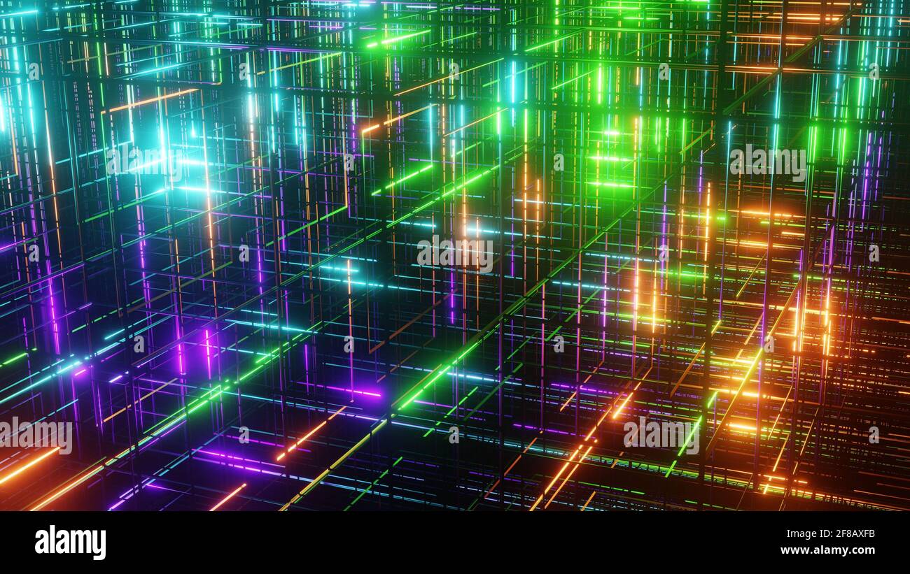 Abstract futuristic sci-fi neon and digital light background Stock Photo
