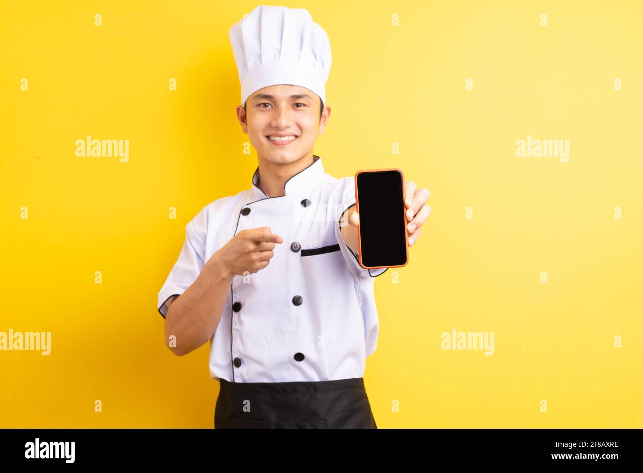 Chef Phone Cook showing phone hi-res stock photography and images - Alamy