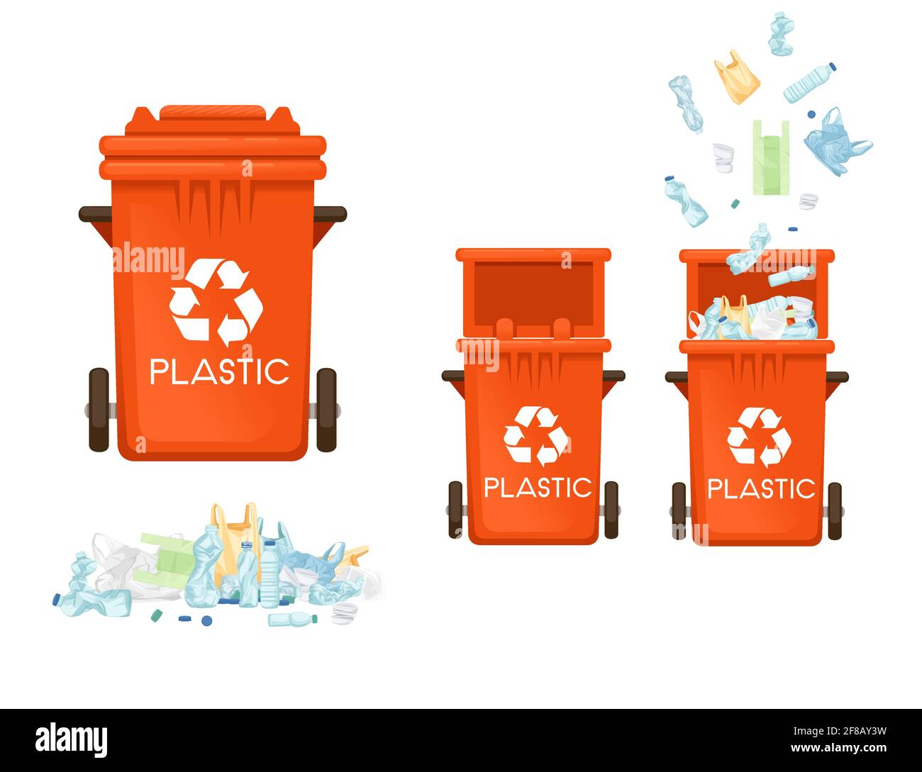 Set of colored garbage bins trash cans for different types of waste vector  illustration isolated on white background Stock Vector Image & Art - Alamy