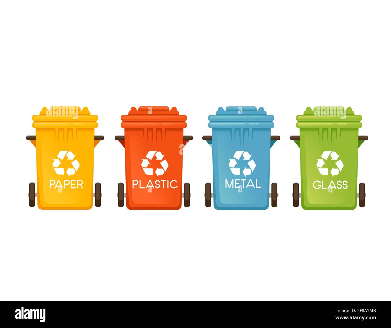 Set of colored garbage bins trash cans for different types of waste vector  illustration isolated on white background Stock Vector Image & Art - Alamy