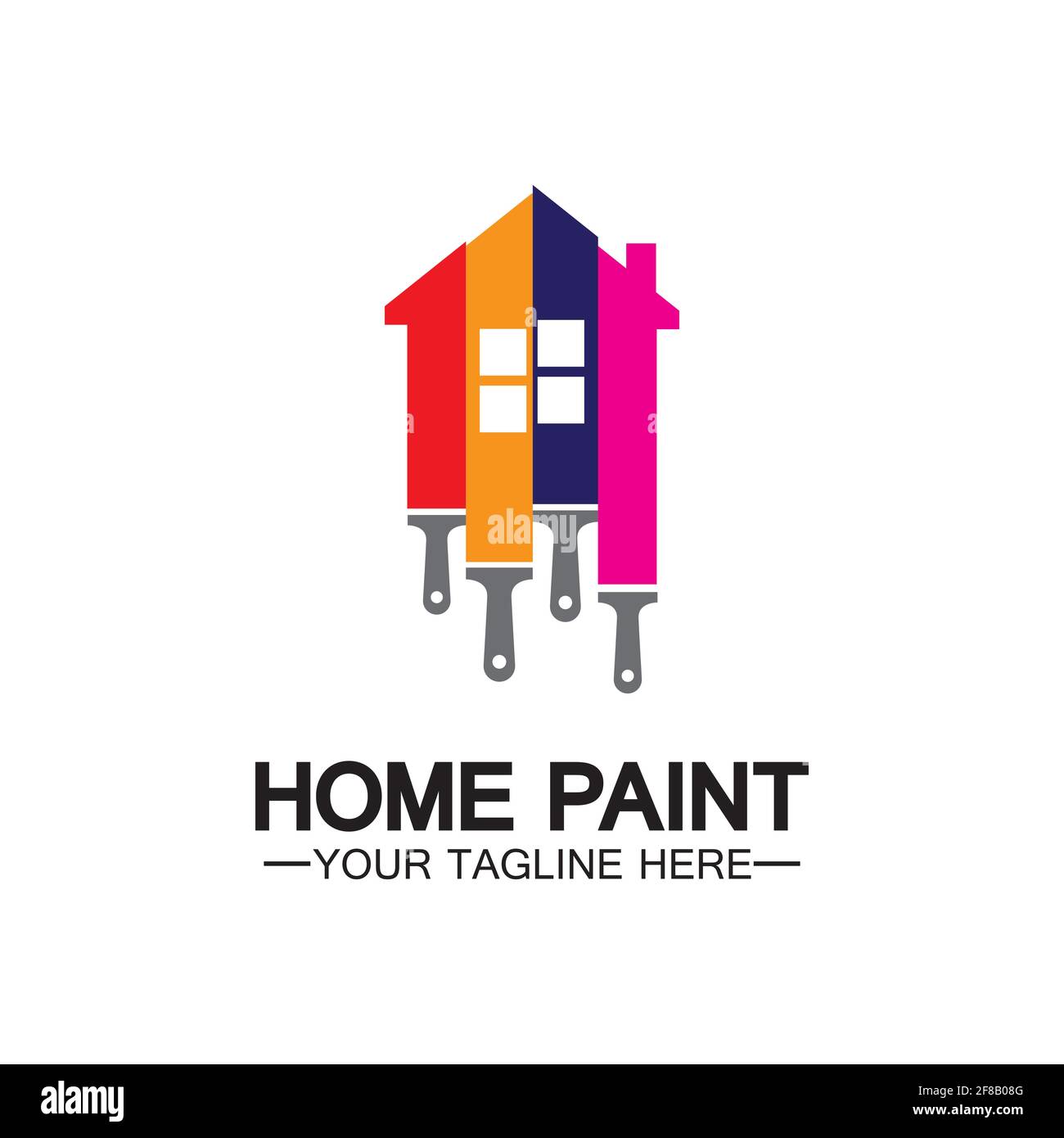 Home Painting Vector Logo Design.Home House Painting Service Coloring