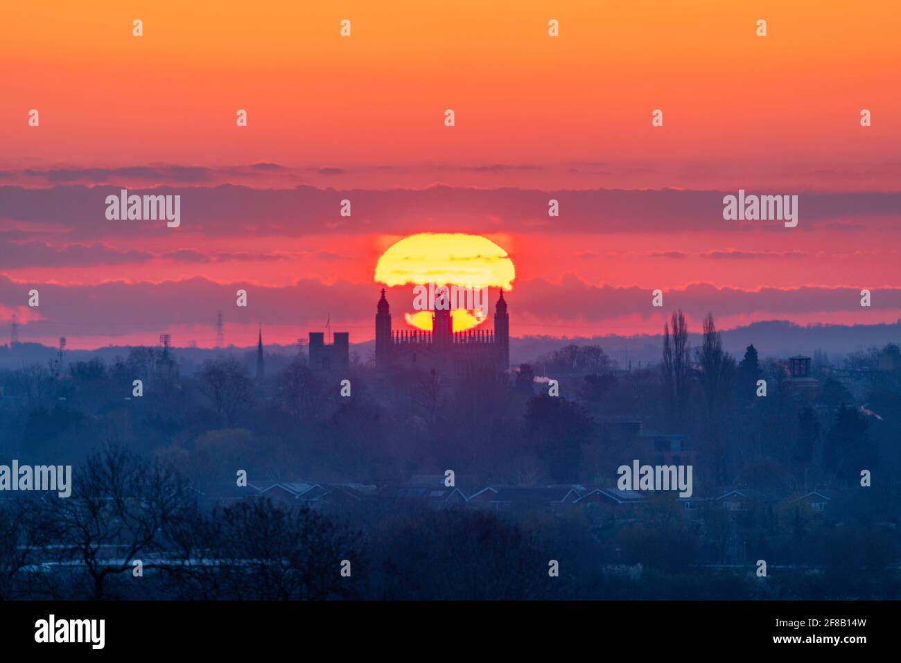 Sunrise over King's College Chapel, Cambridge Stock Photo