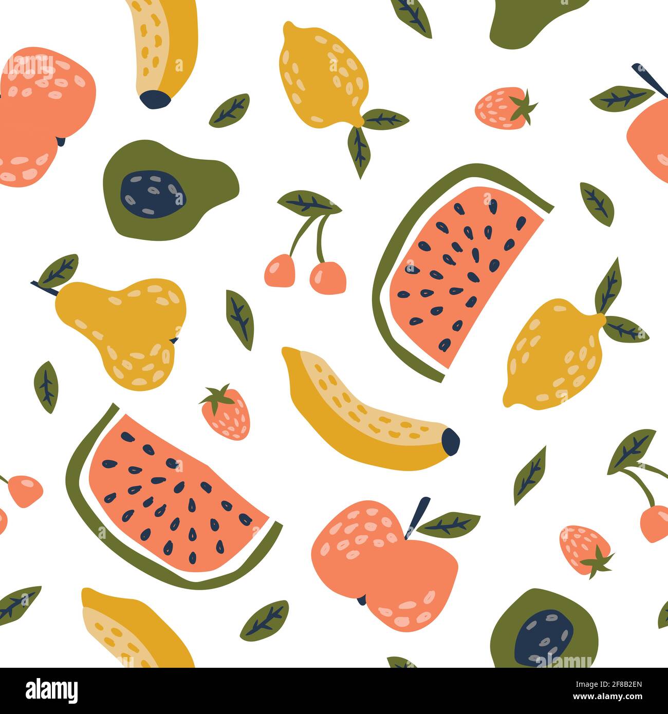 Childish seamless pattern with cute fruits. Creative texture for fabric, textile Stock Vector