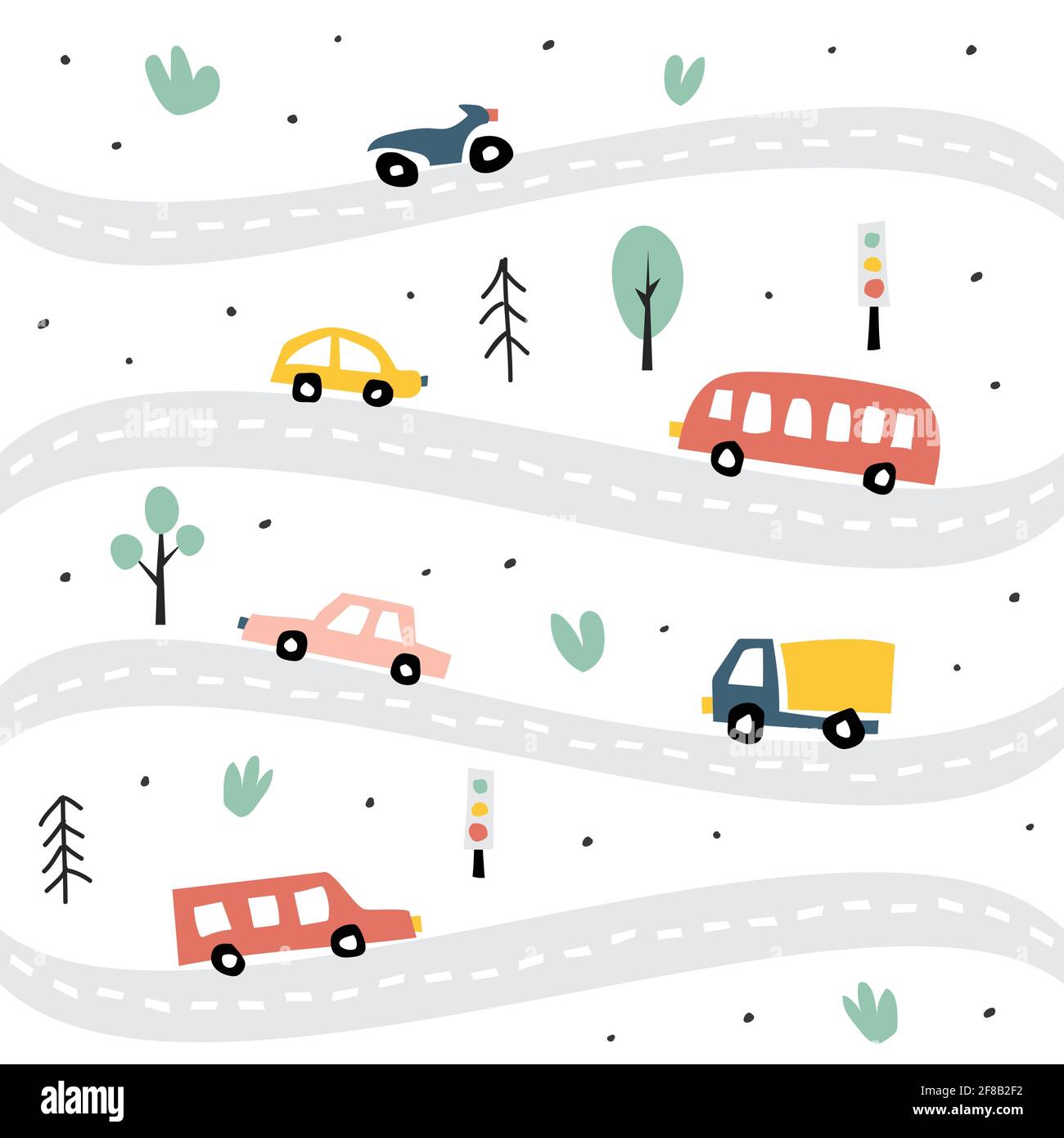 Childish transport seamless pattern Creative texture for fabric, textile Stock Vector
