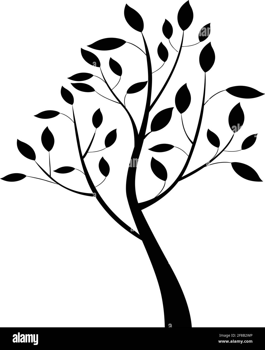 Elegant tree silhouette vector isolated on white background Stock ...