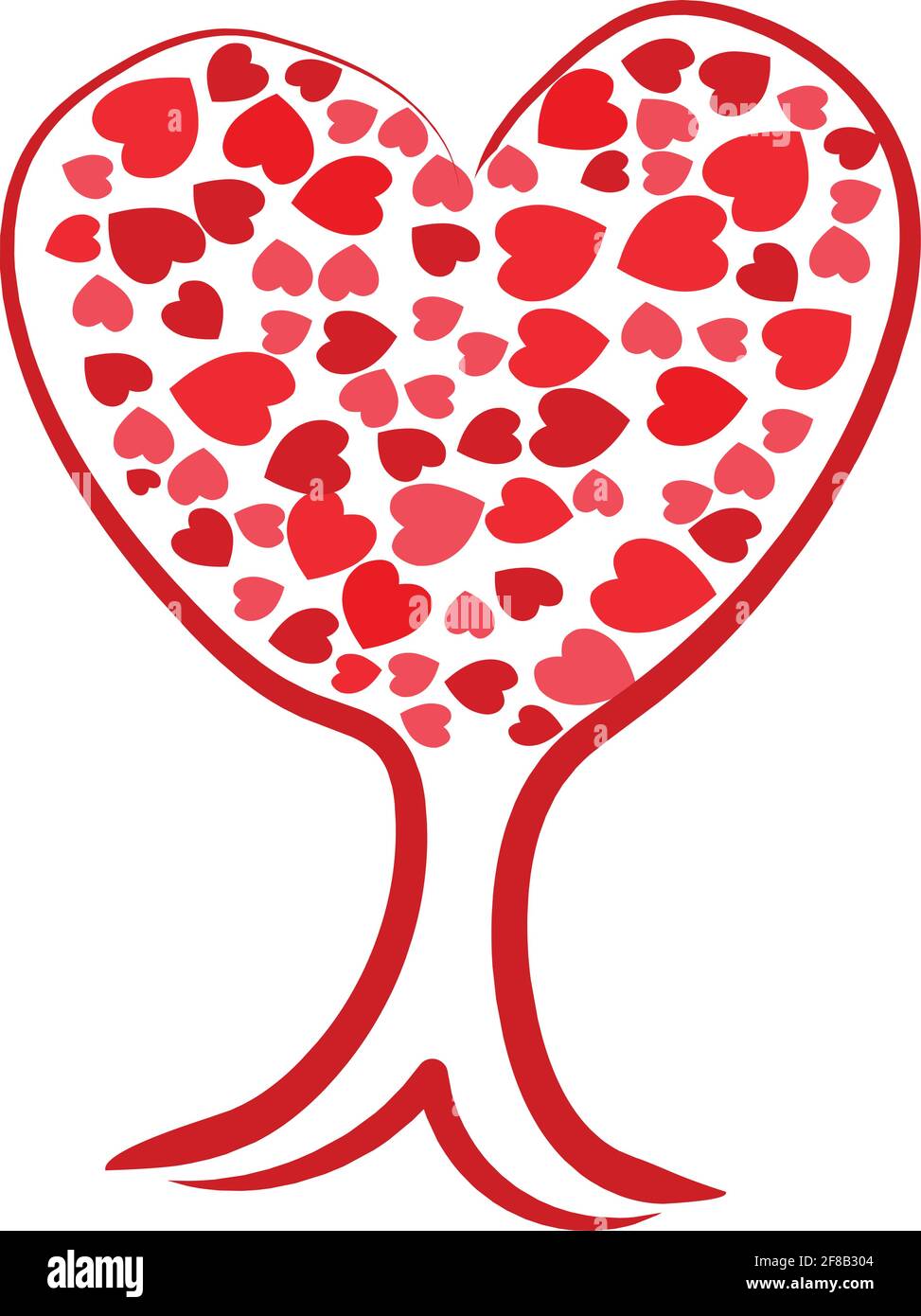 Valentine tree, love, leaf hearts vector illustration Stock Vector