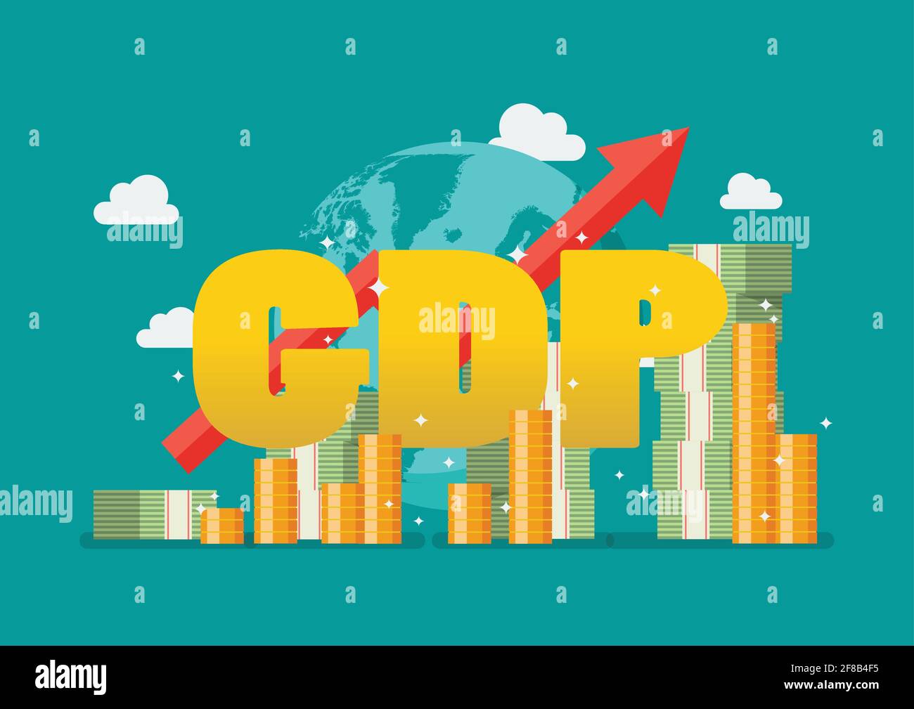 Gross domestic product National earning profit measurement. Economic growth concept. Vector illustration Stock Vector