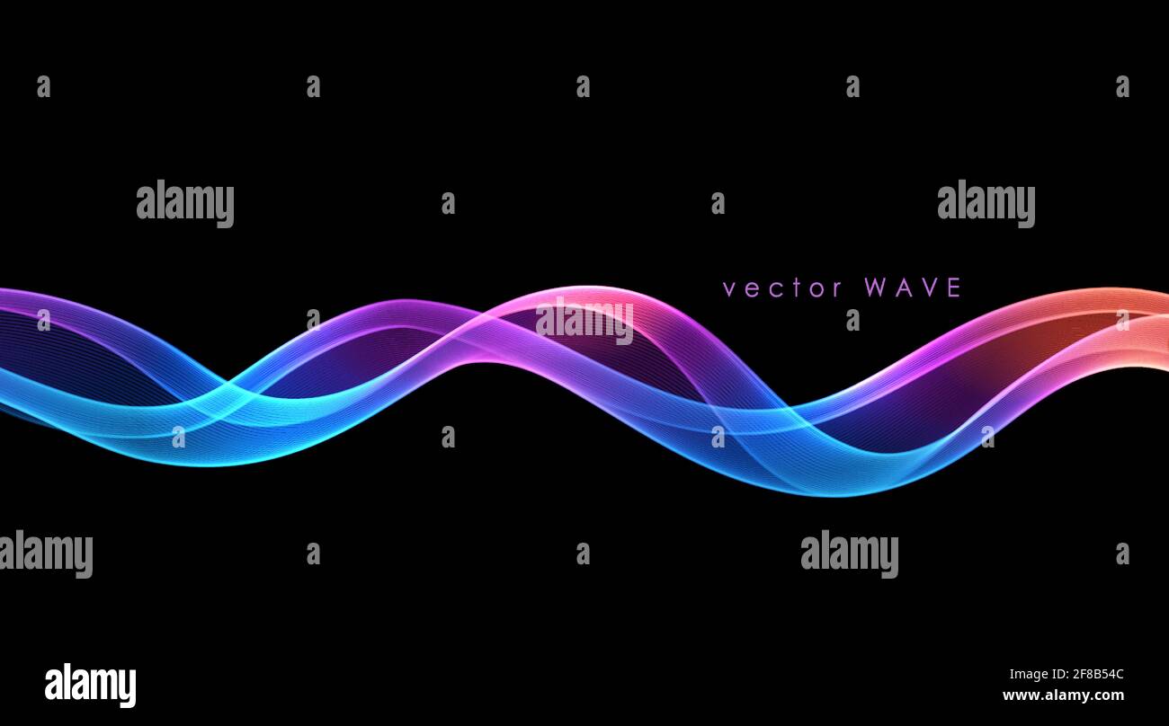 Vector abstract colorful flowing wave lines isolated on black ...