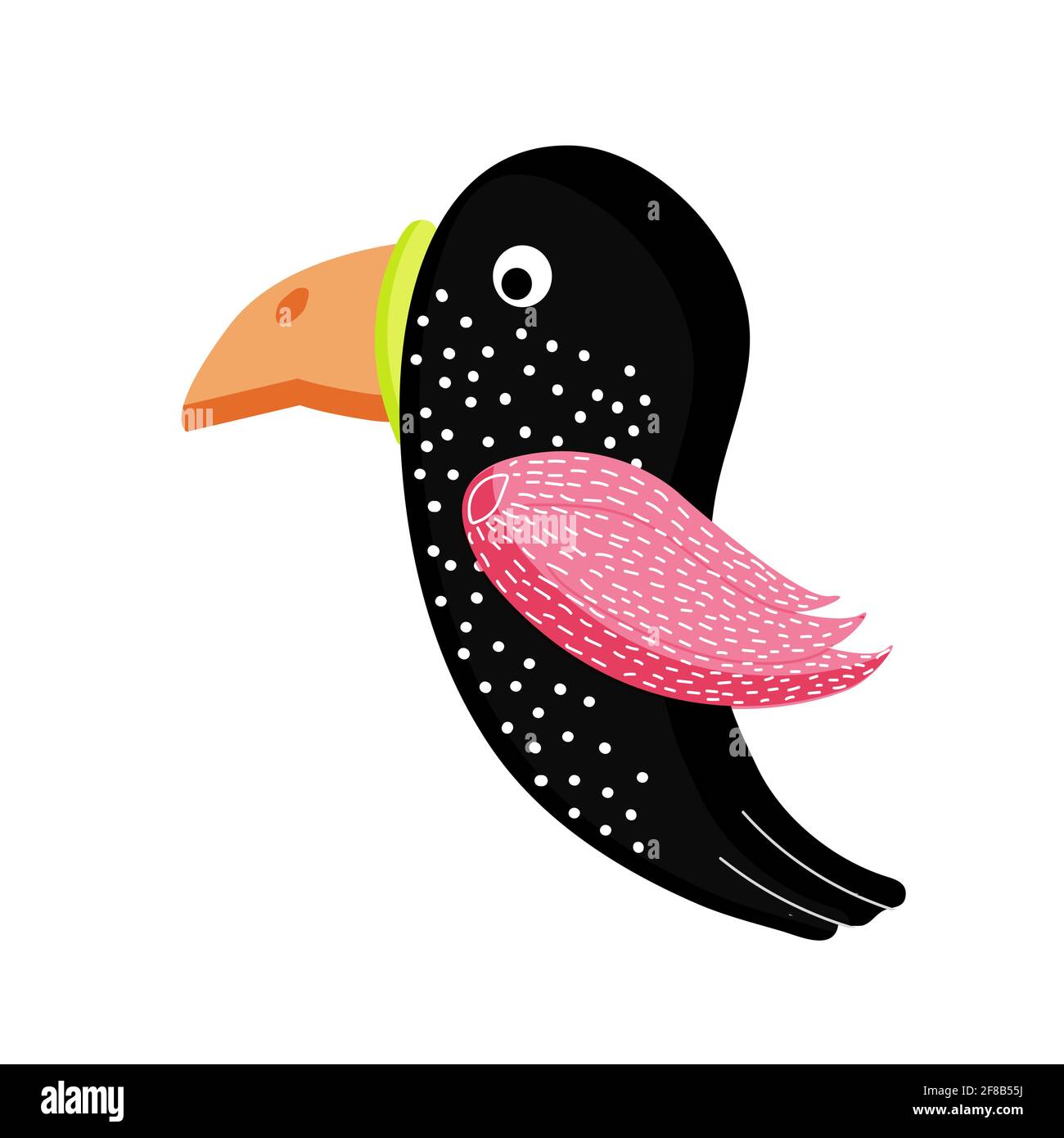 Textured toucan bird . Avian jungle design vector Stock Vector