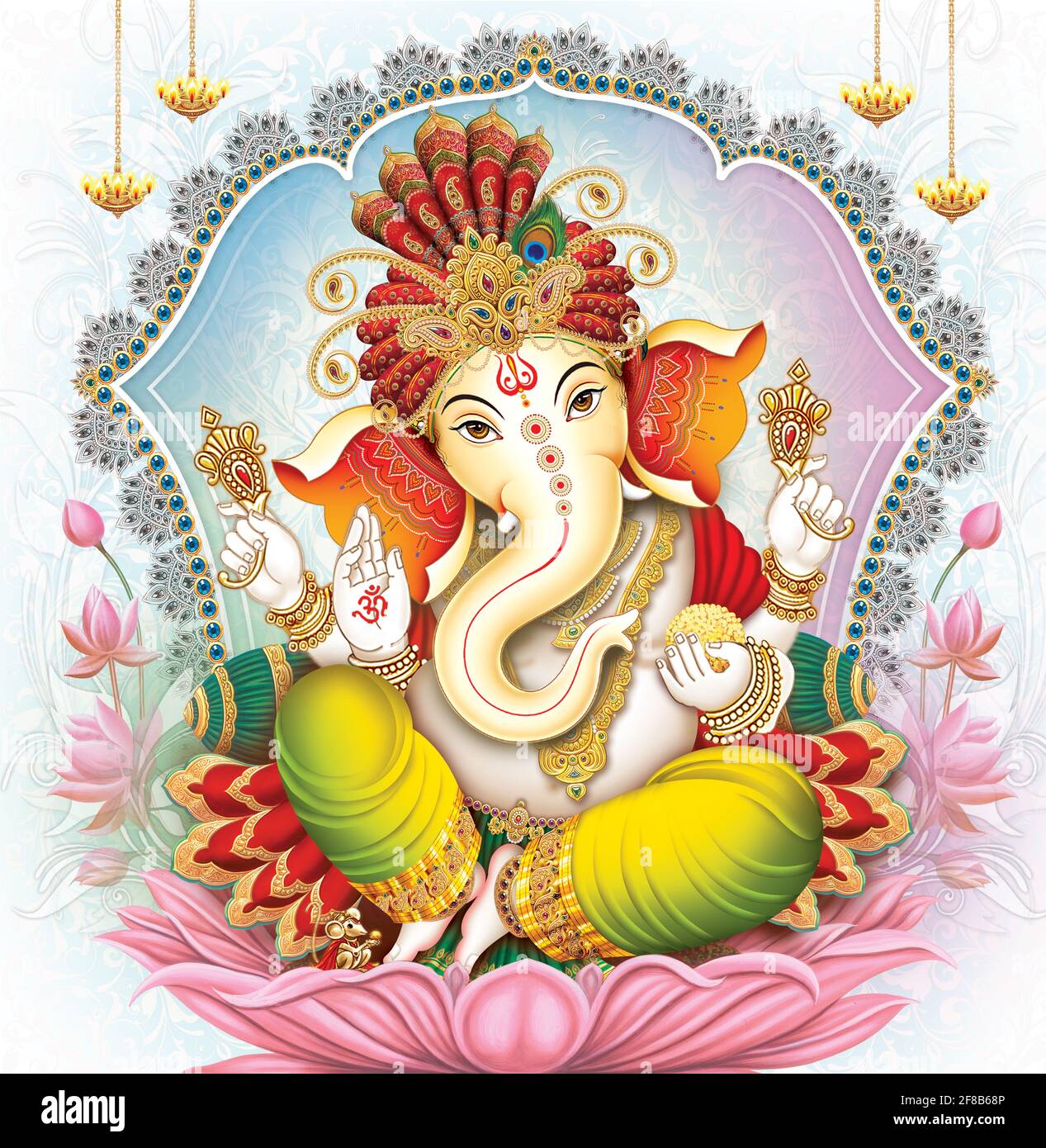 High-Resolution Indian Gods Lord Ganesha Digital Painting Stock ...