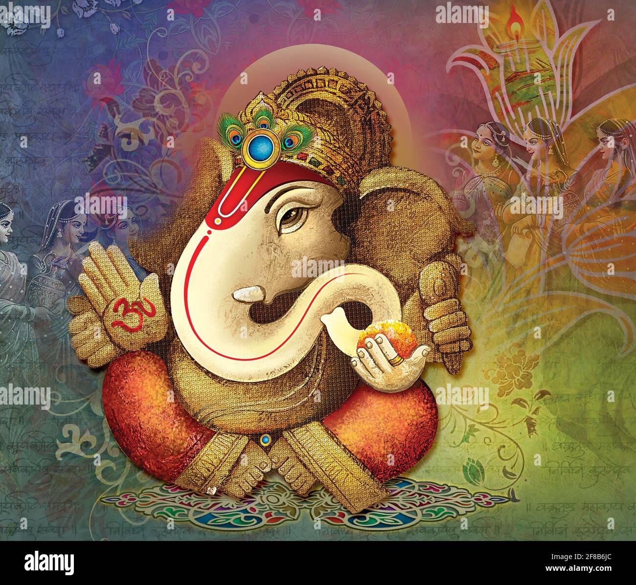 High-Resolution Indian Gods Lord Ganesha Digital Painting Stock ...