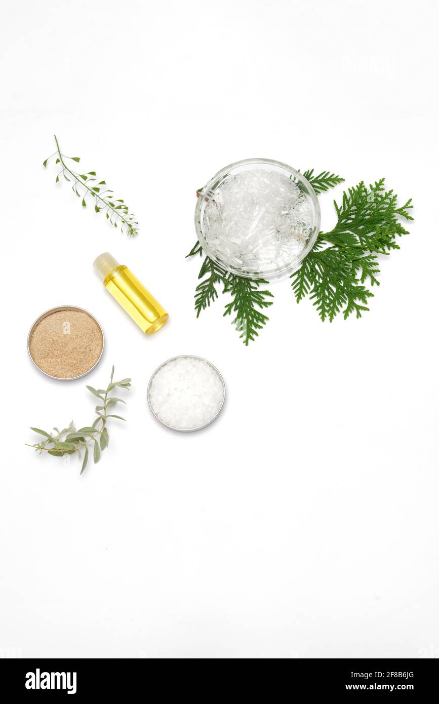 Ingredients for the production of natural cosmetics. Stock Photo