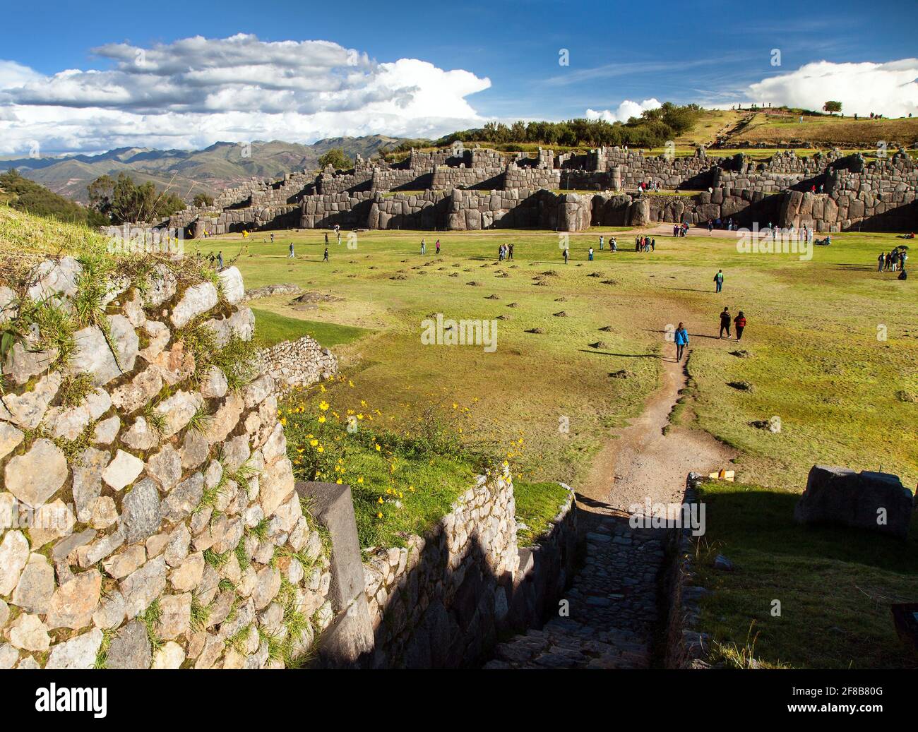 Incan Runes View of Sacsayhuaman, Inca ruins in Cusco or Cuzco town, Peru Stock ...