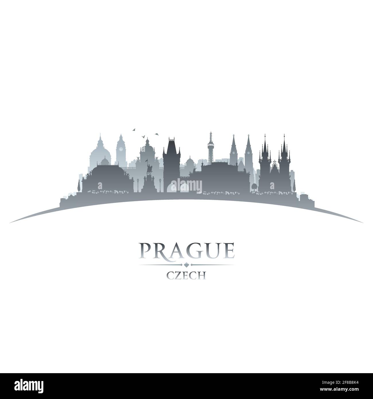 Prague Czech city skyline silhouette. Vector illustration Stock Vector