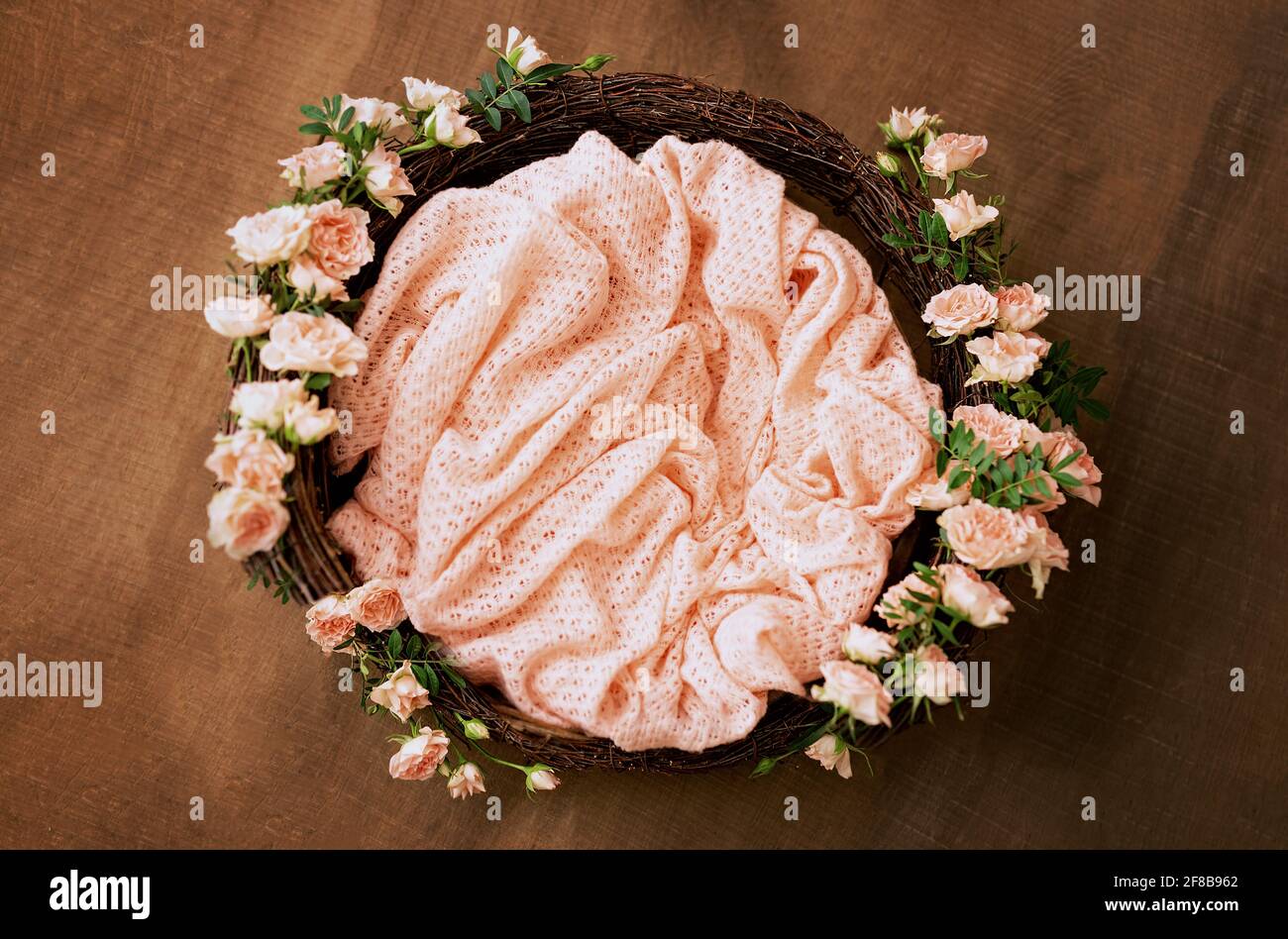 Newborn Digital Background Spring flowers Basket Prop for Newborn. For